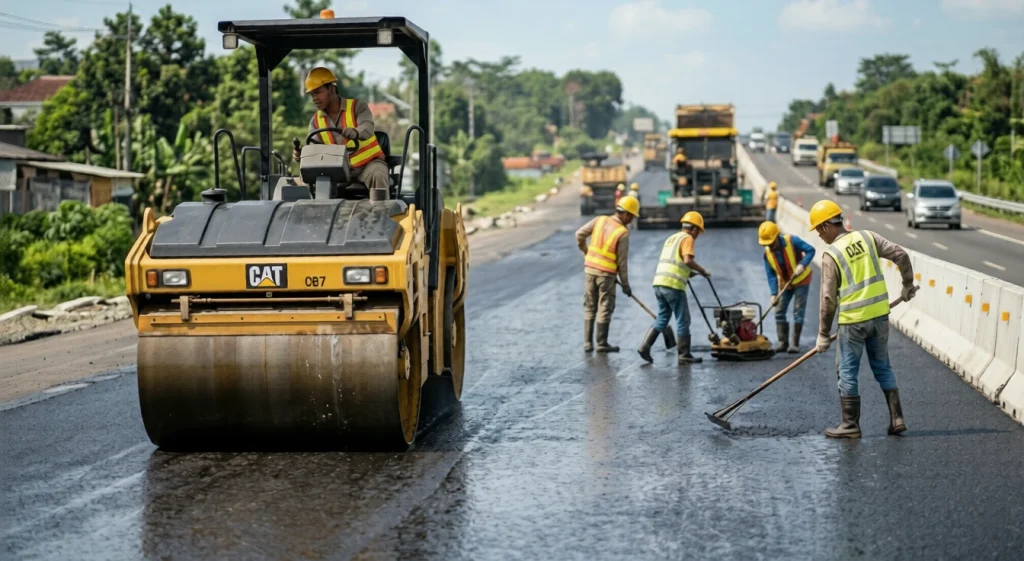pengaspalan hotmix jalan daan mogotan jakarta