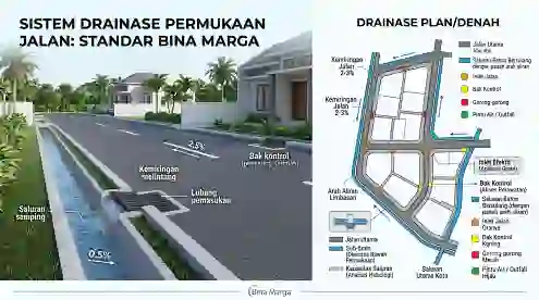 contoh sisitem drainase jalan aspal yang terancang dengan baik